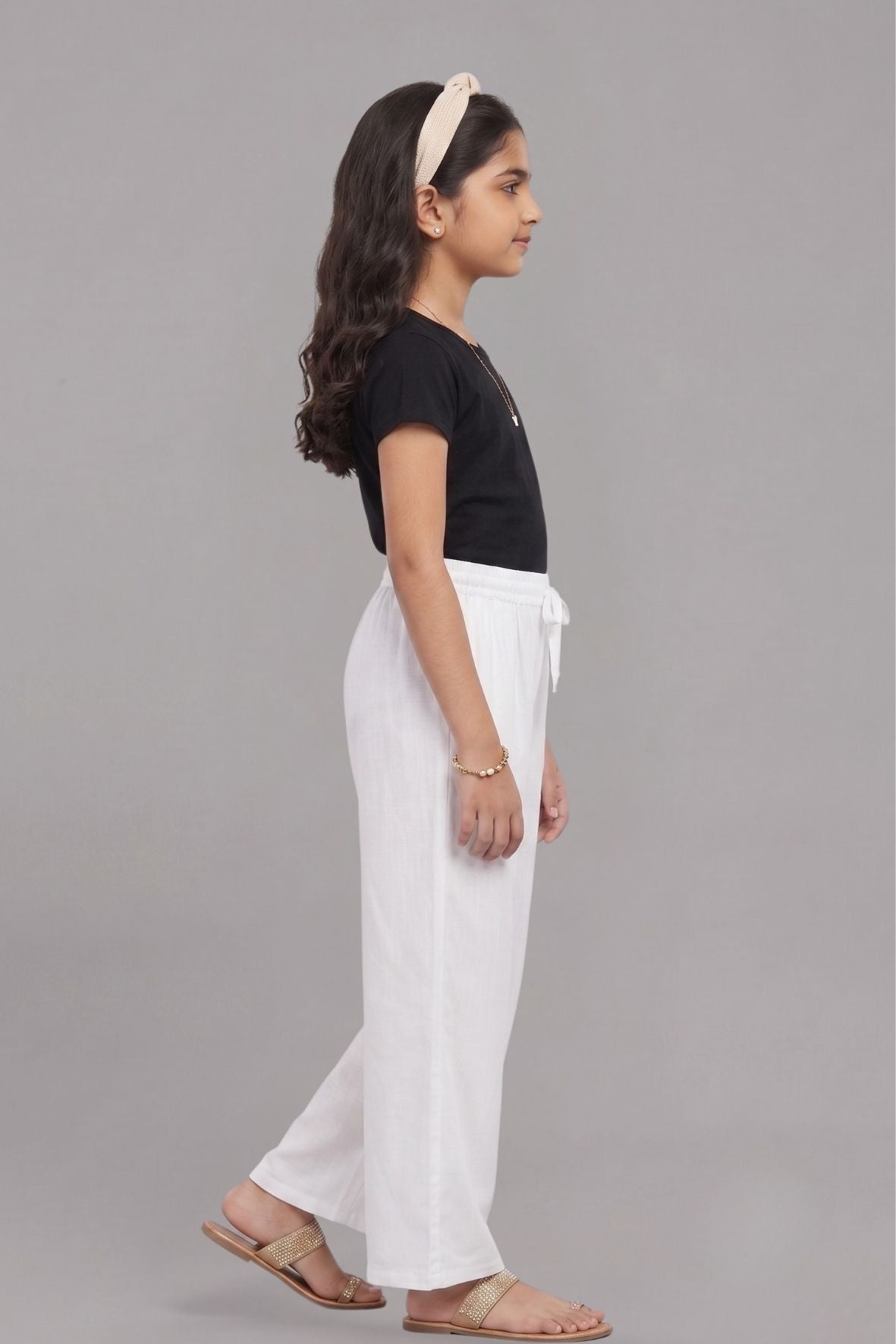Kids White Rayon Palazzo