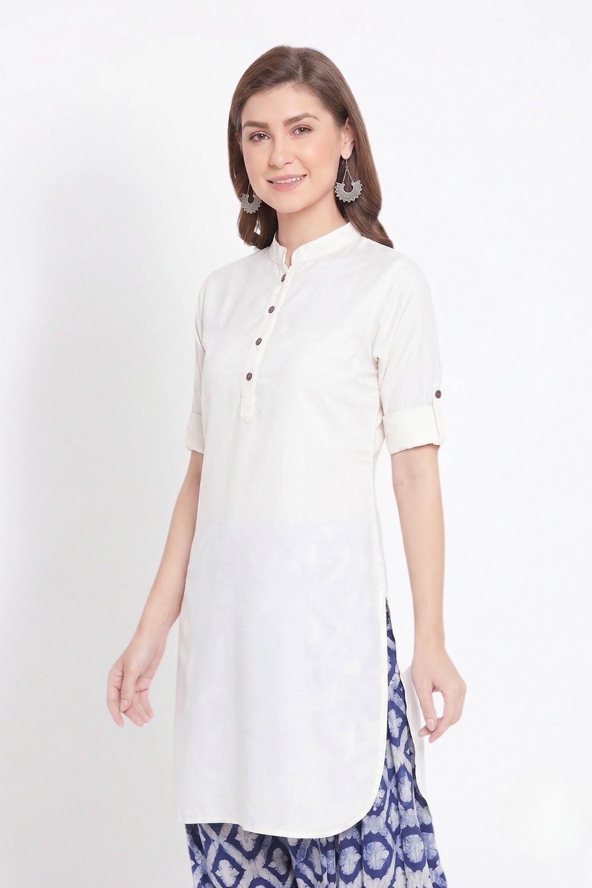 White Solid Color Kurti