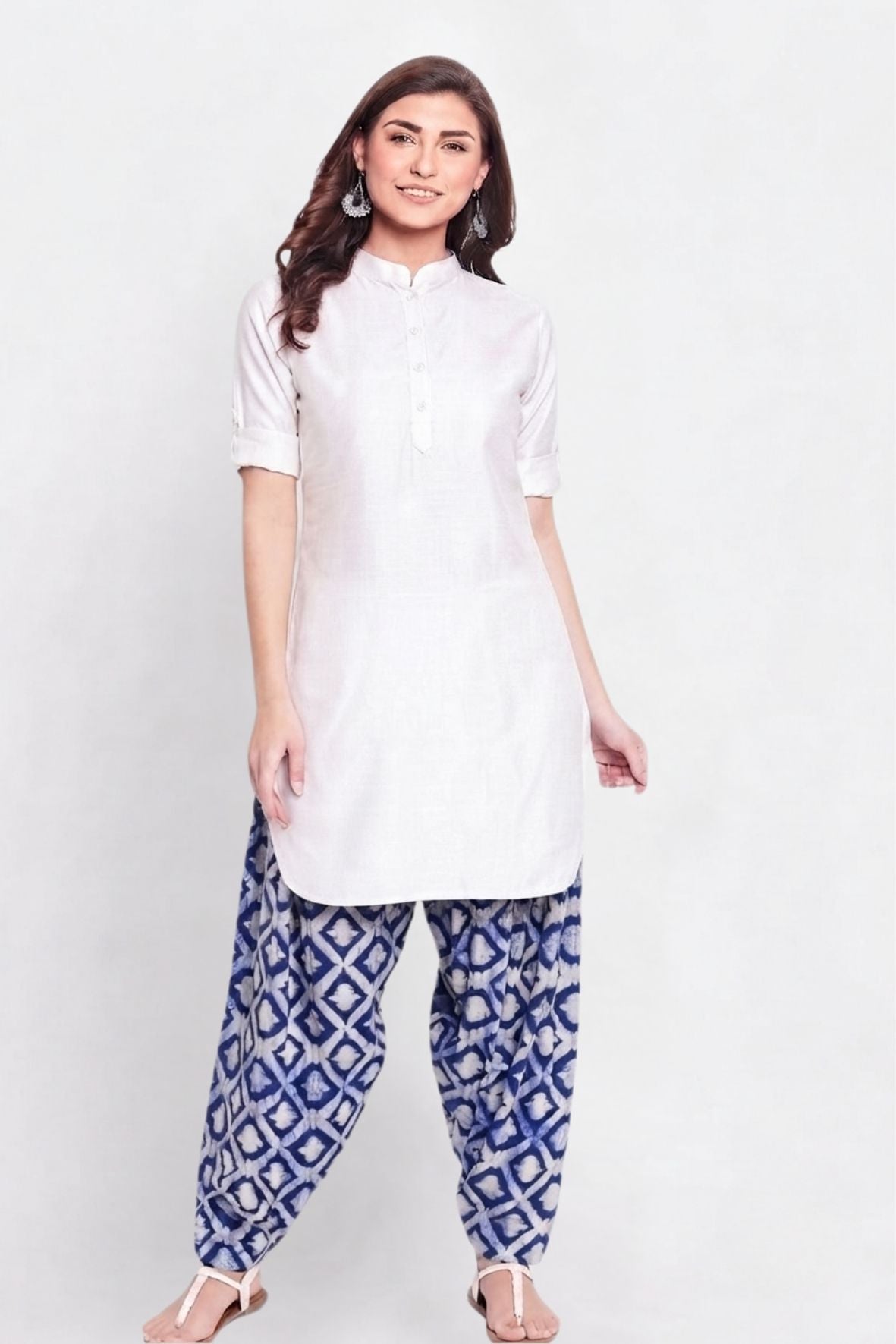 White Solid Color Kurti