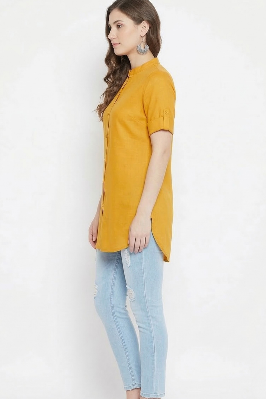 Yellow Solid Coloured Short Kurti - 32" Length
