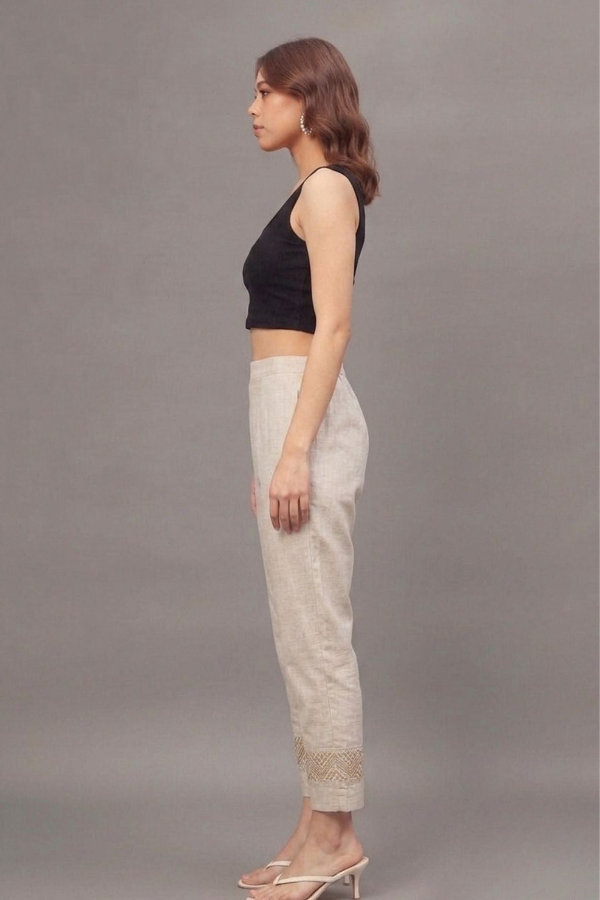 Ivory Zari Chevron Cotton Felx lace Pants