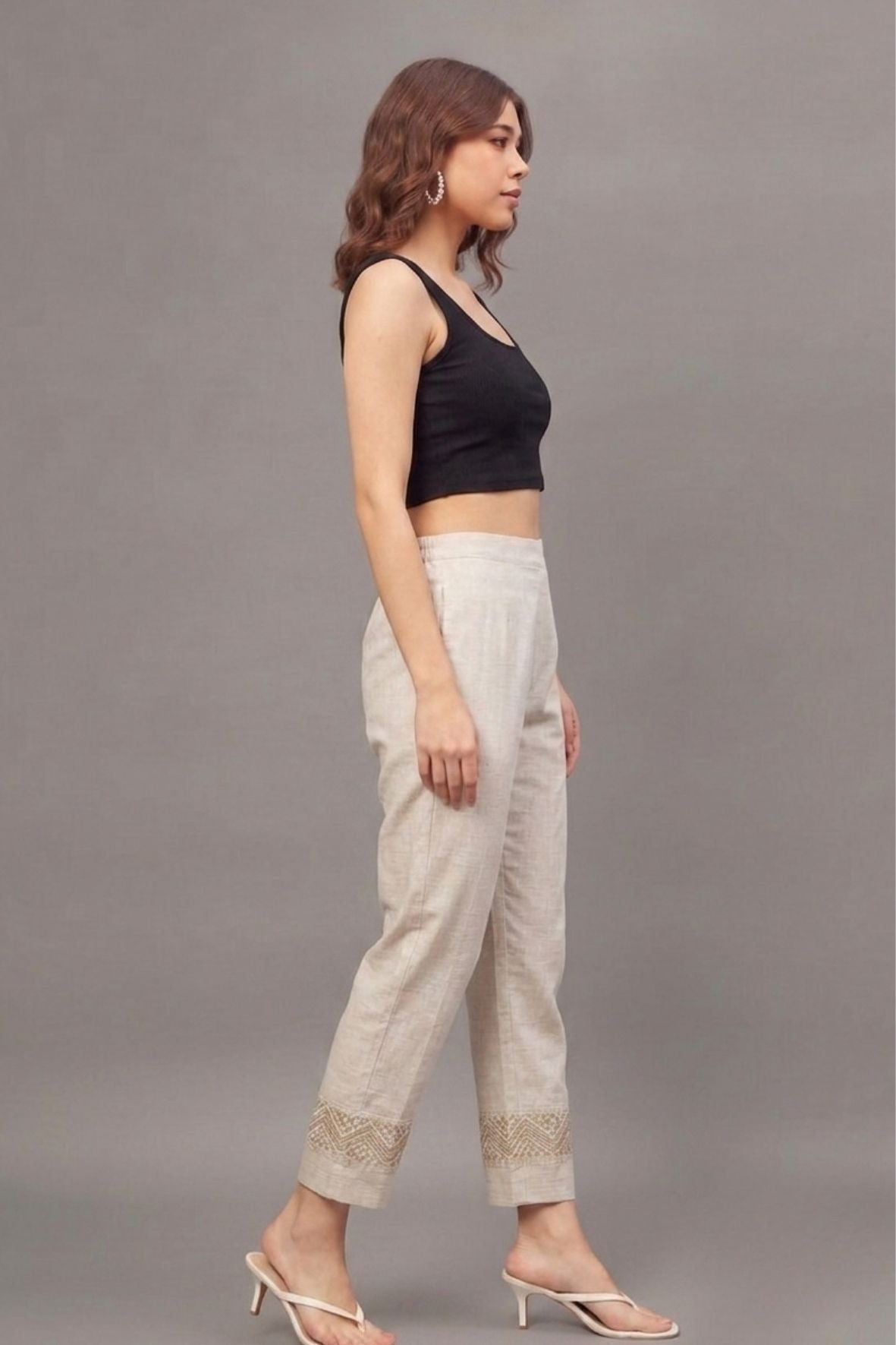 Ivory Zari Chevron Cotton Felx lace Pants