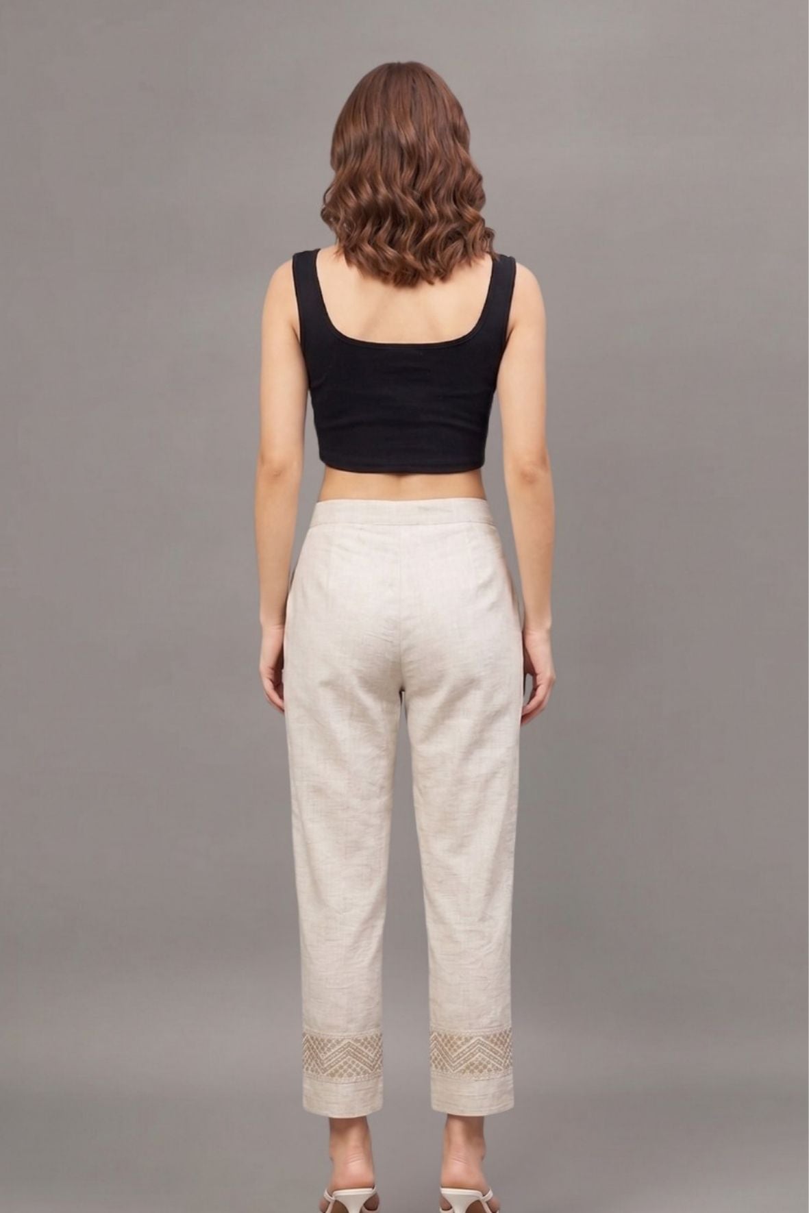 Ivory Zari Chevron Cotton Felx lace Pants