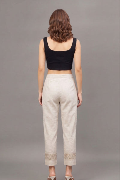 Ivory Zari Chevron Cotton Felx lace Pants