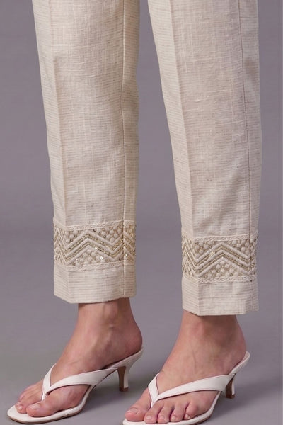 Ivory Zari Chevron Cotton Felx lace Pants