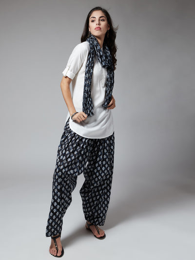 Bakara Leaf Patiala with White Kurti Set