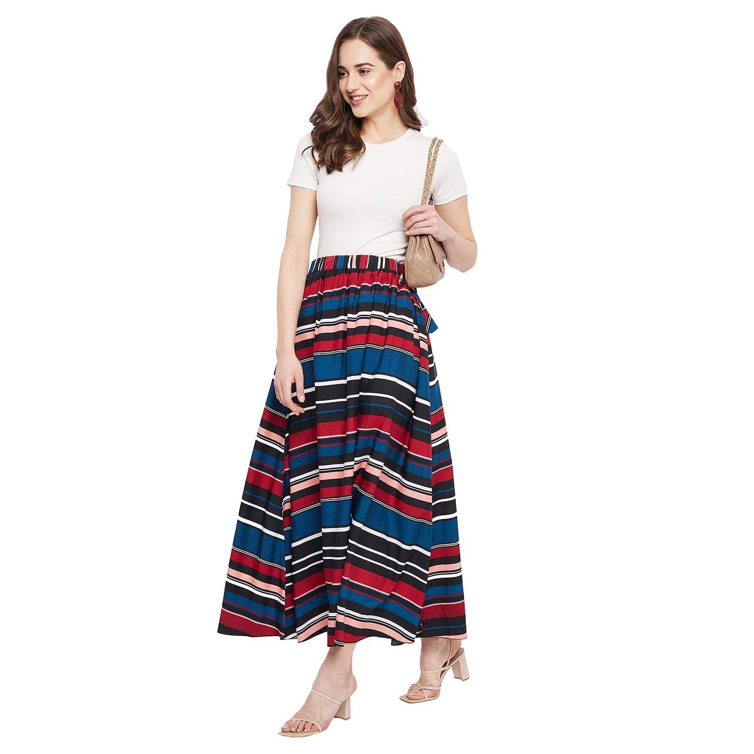 Horizontal Stripes Skirt Free Size