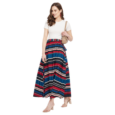 Horizontal Stripes Skirt Free Size
