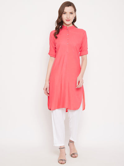 Peach Solid Color Kurti M 36"
