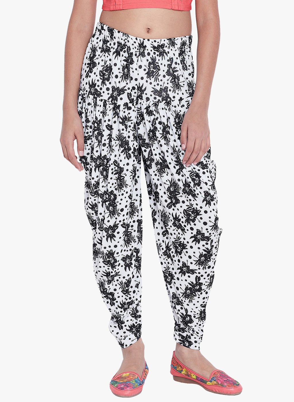 Polka Floral Printed Dhoti