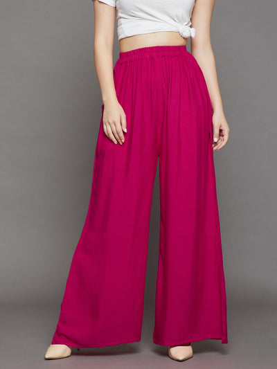 Rani Pink Plain Rayon Palazzo