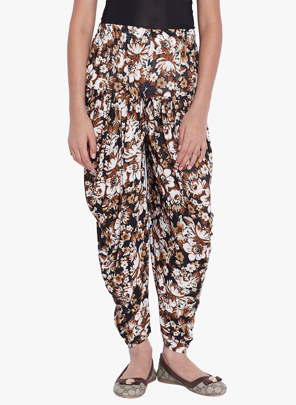 Brown Floral Printed Dhoti