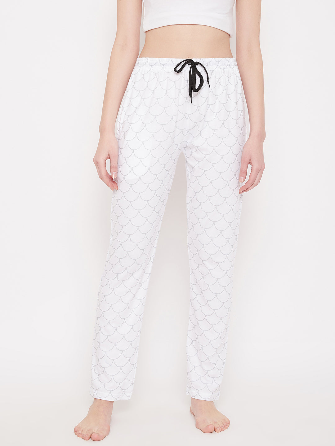 Women's White Mermaid Printed Pajama