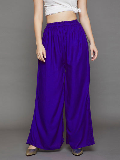 Royal Blue Plain Rayon Palazzo