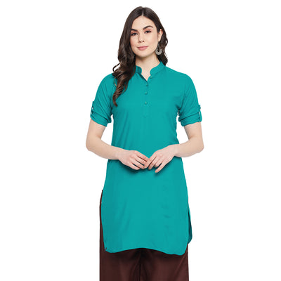 Rama Green Solid Color Kurti