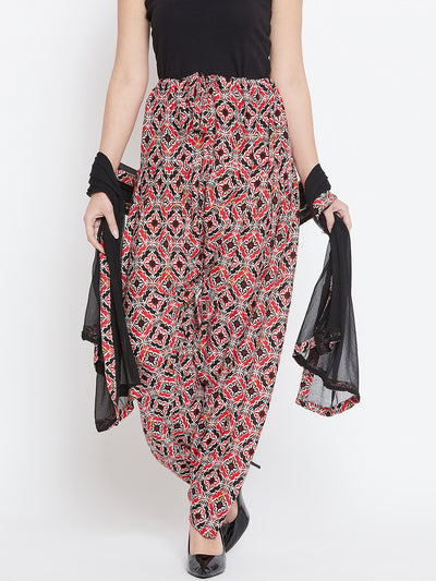 Block floral Print Rayon Printed Patiala with Dupatta