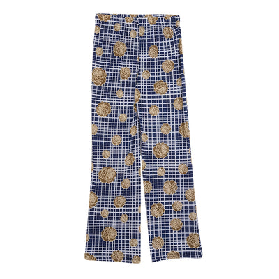 Kids Blue Checks with Brown Flower Printed Palazzo 40