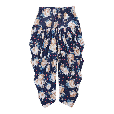Polka-dot with Brown Floral Printed Dhoti