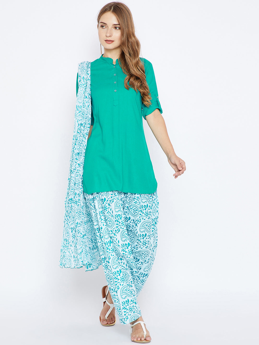 Paisley Print Patiala with Rama Green Kurti Set