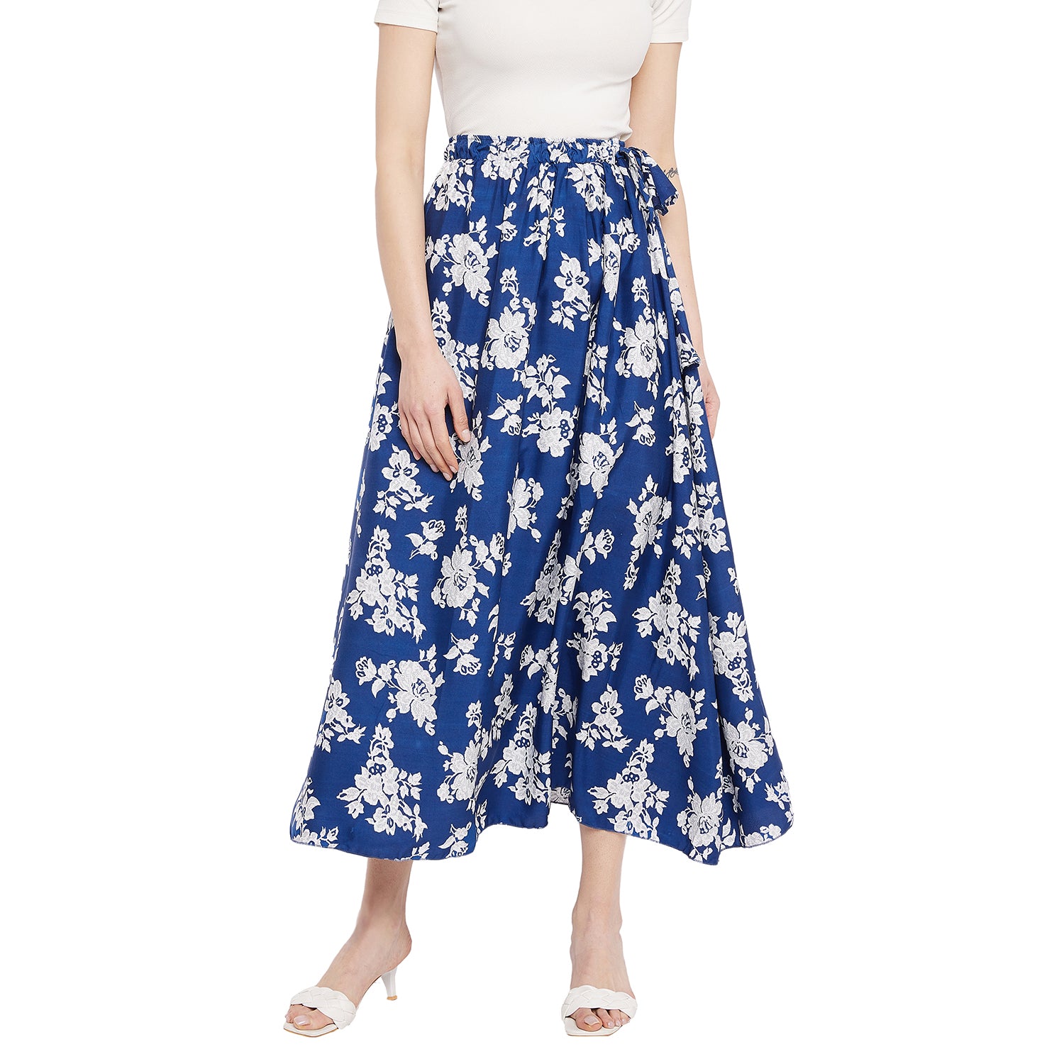 Blue & White Floral Skirt