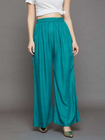 Rama Green Plain Rayon Palazzo
