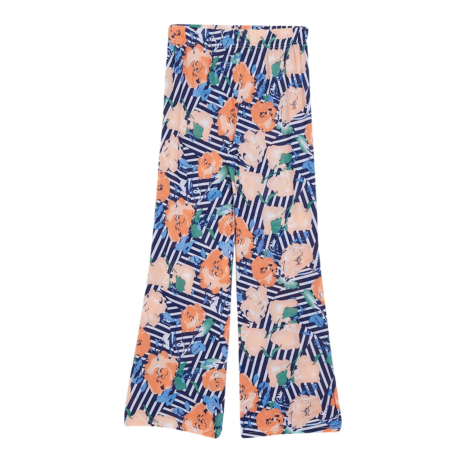 Blue lines with Peach Floral Printed Palazzo