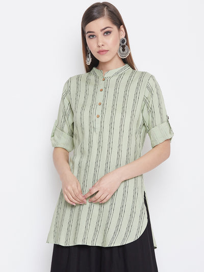 Honeydew Stripes Short Kurta