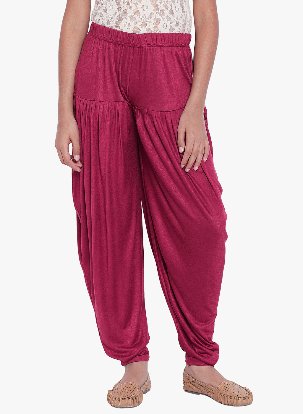 Maroon Viscose Dhoti Pants