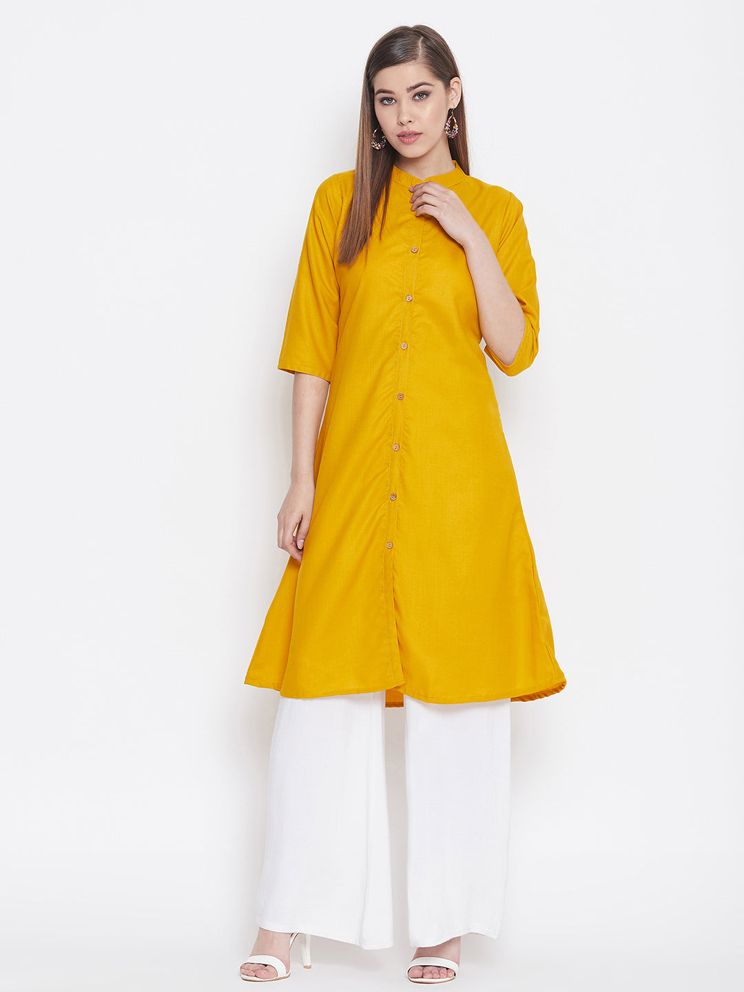 Mustard Yellow Solid Kurti