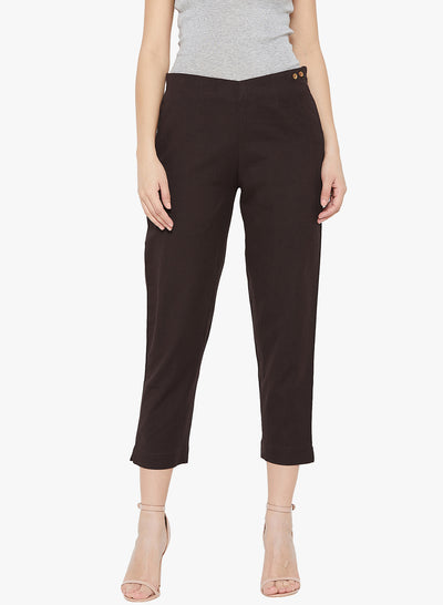 Brown Cotton Slub Pants