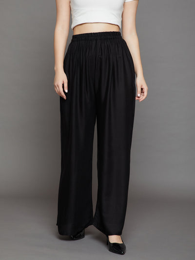 Black Plain Rayon Palazzo