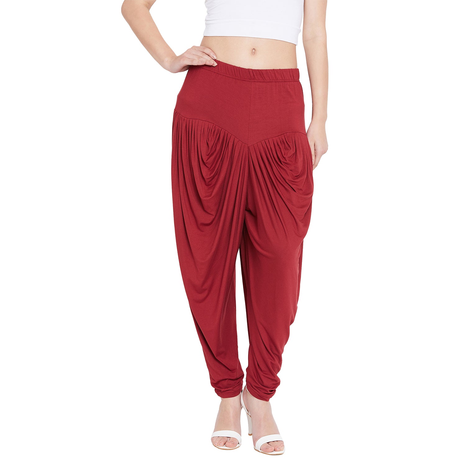 Maroon Viscose Plain Dhoti