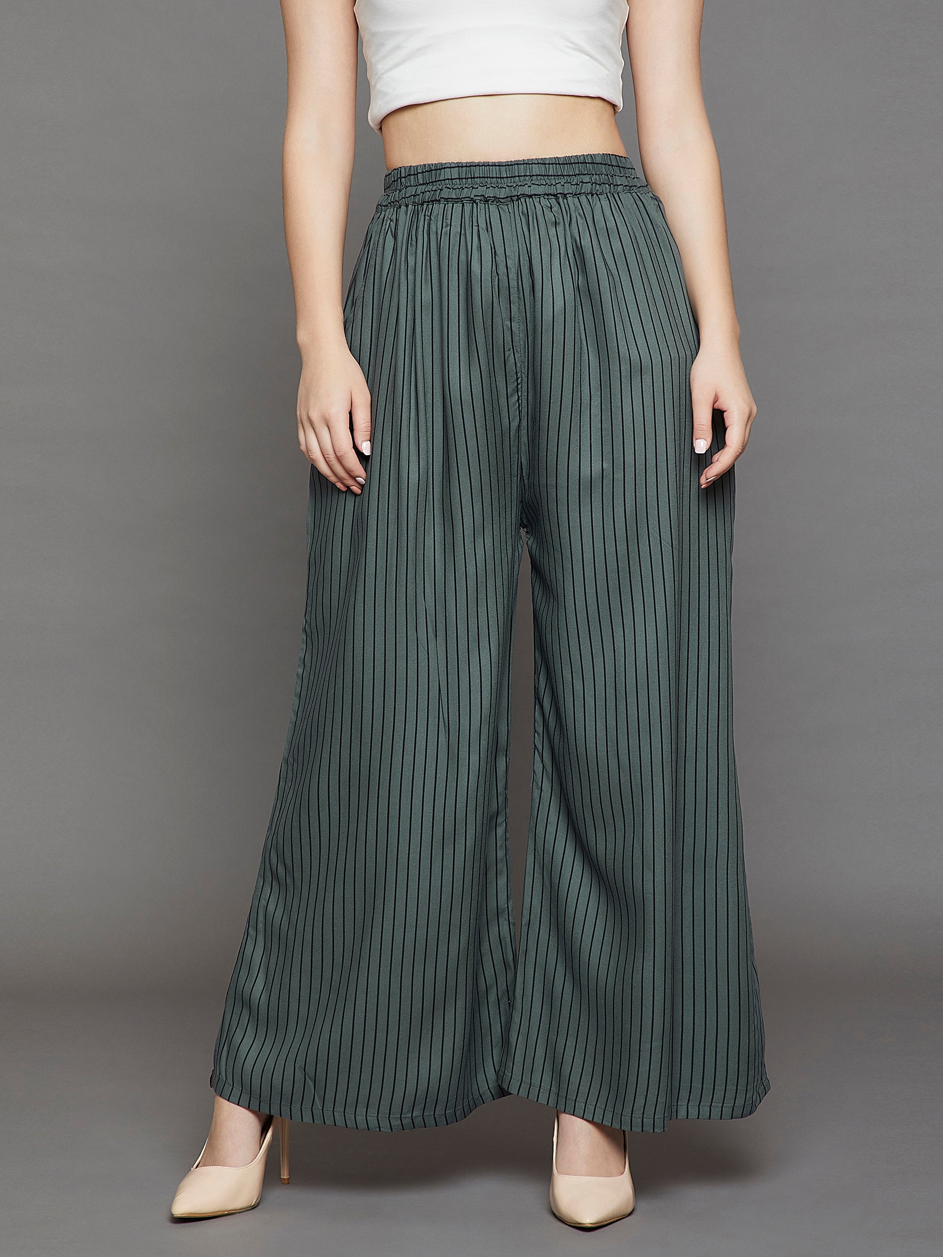 Olive with Black Stripes Palazzo