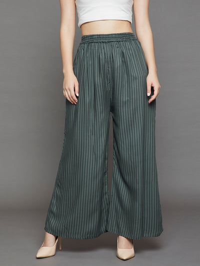 Olive with Black Stripes Palazzo