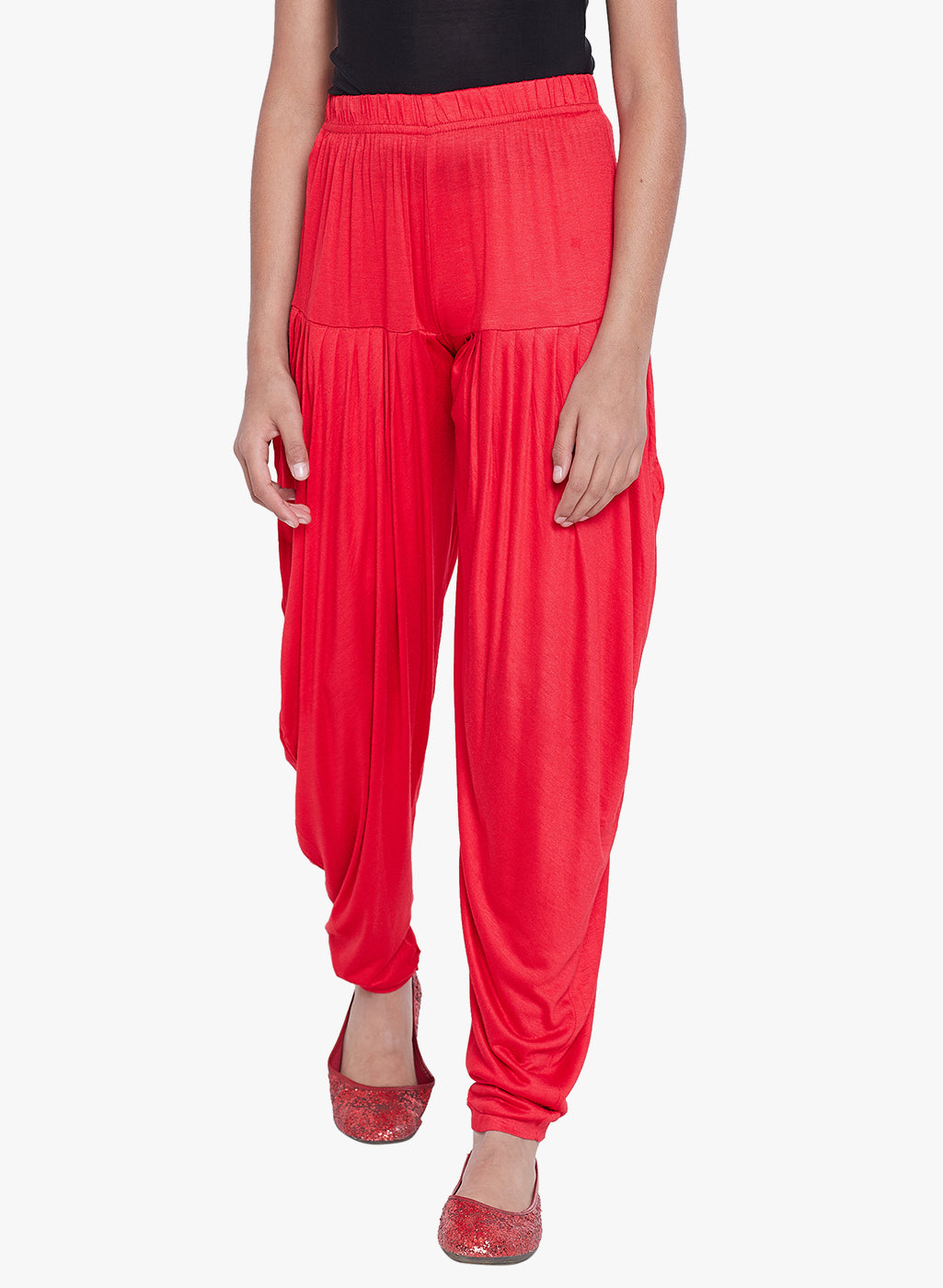 Red Viscose Dhoti Pants