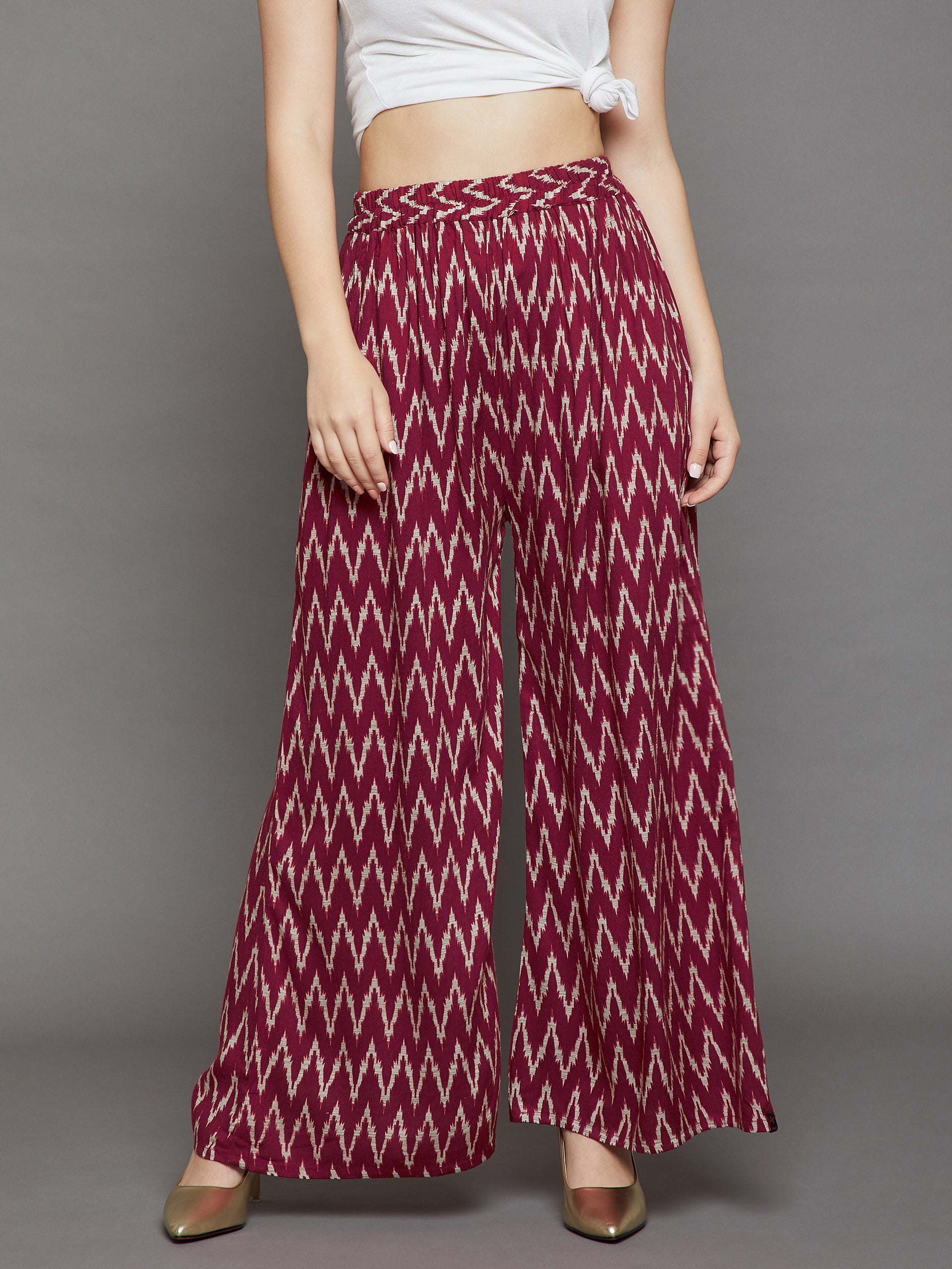 Maroon Chevron Printed Palazzo
