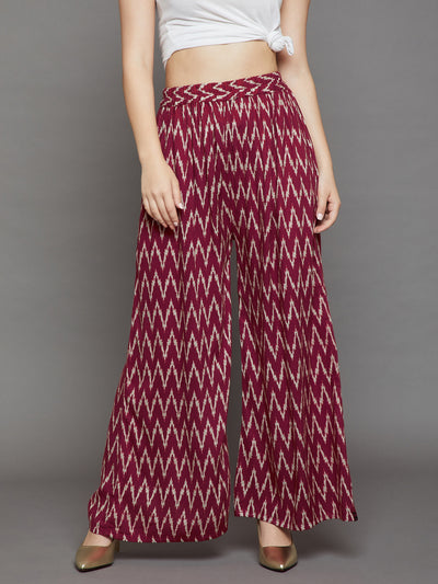 Maroon Chevron Printed Palazzo