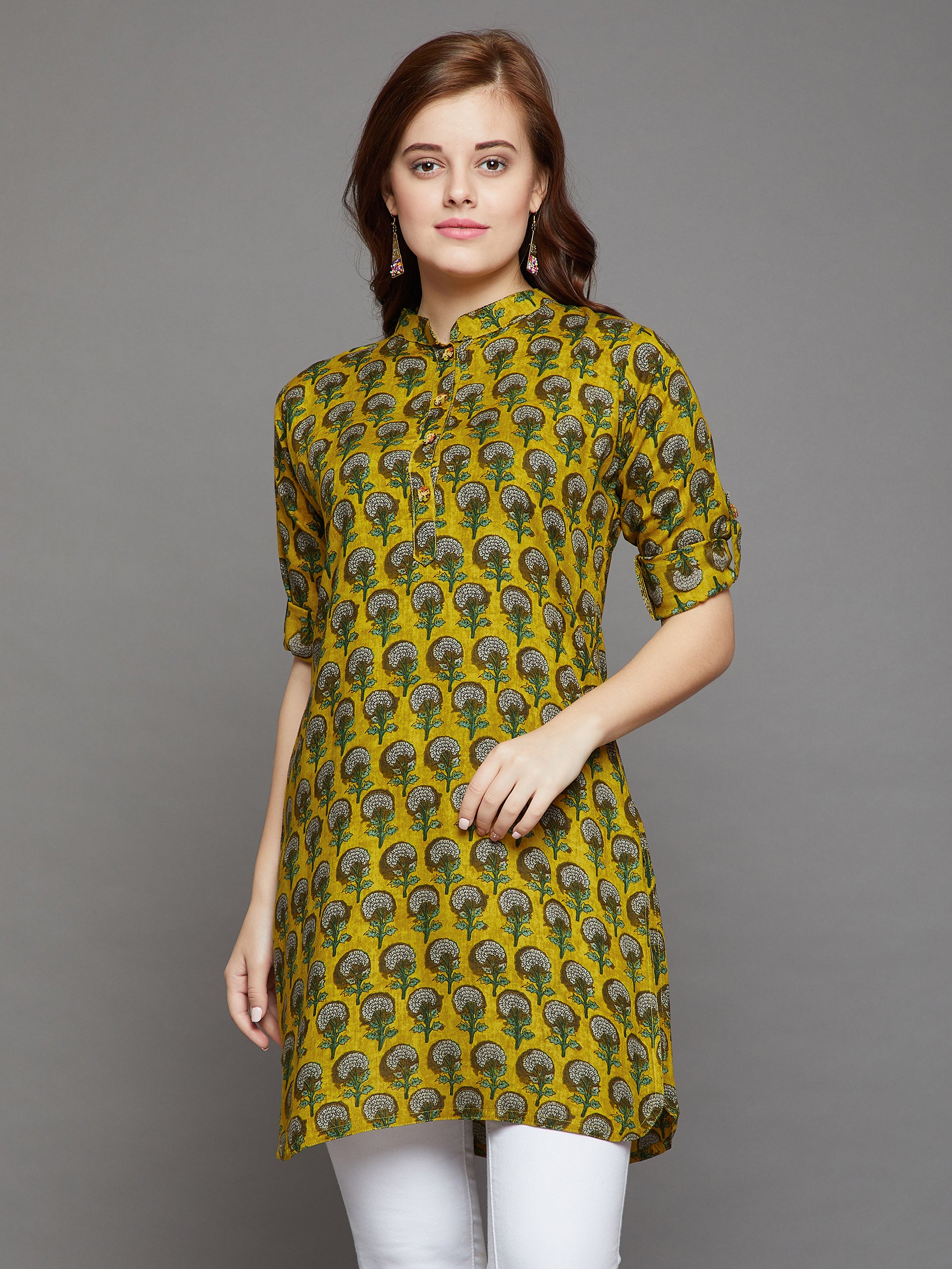 Mustard Printed Kurti