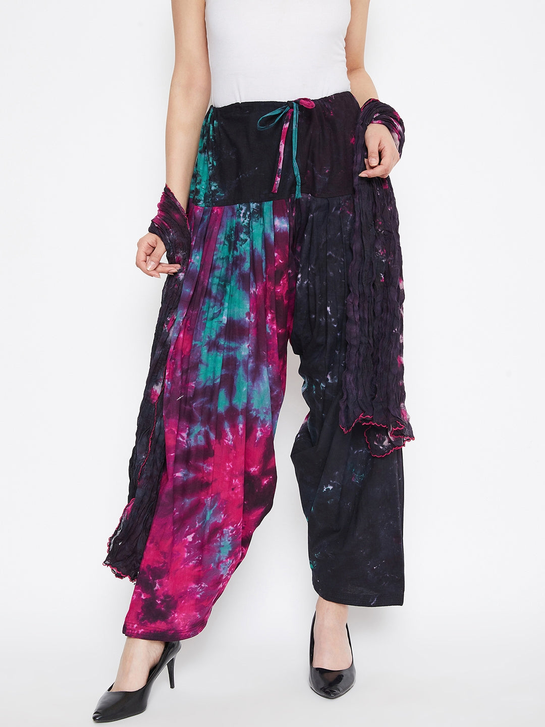 Tie & Dye Printed Cotton Patiala with Dupatta