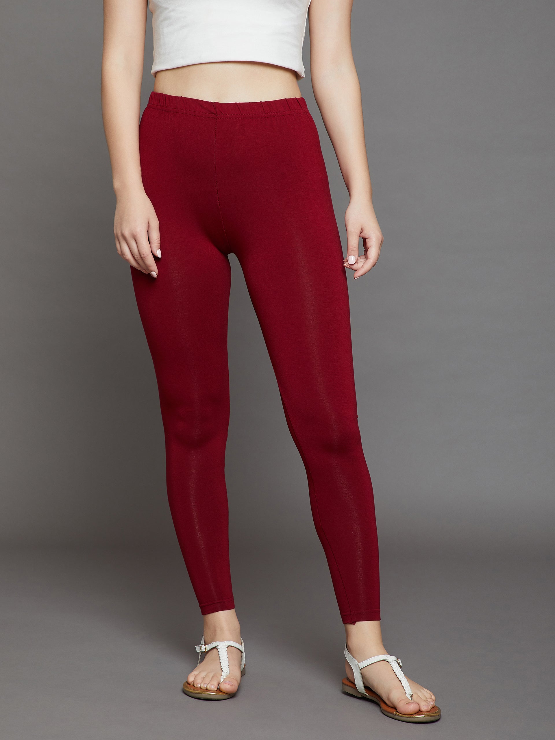 Maroon Viscose Ankle Legging