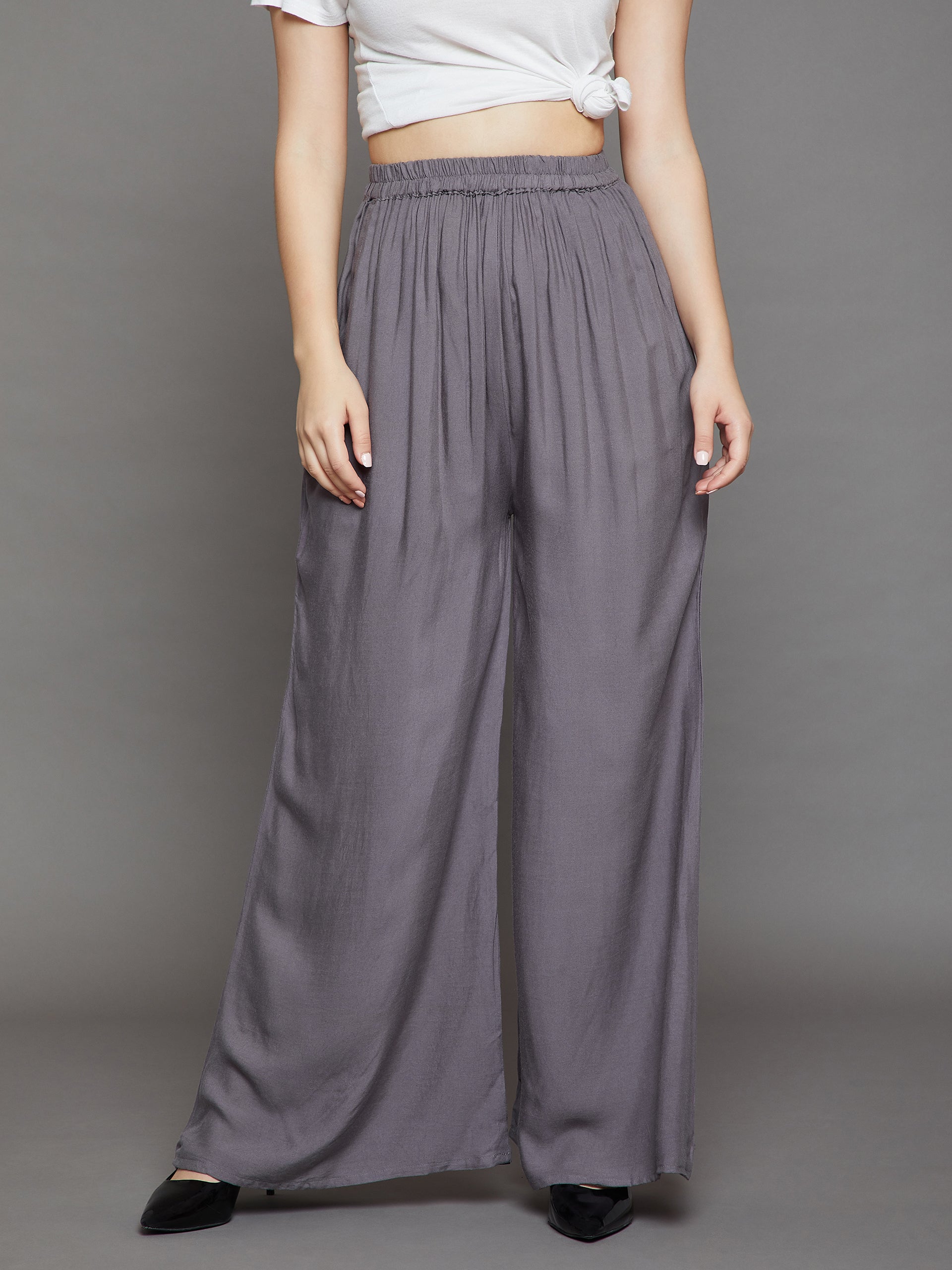 Grey Plain Rayon Palazzo