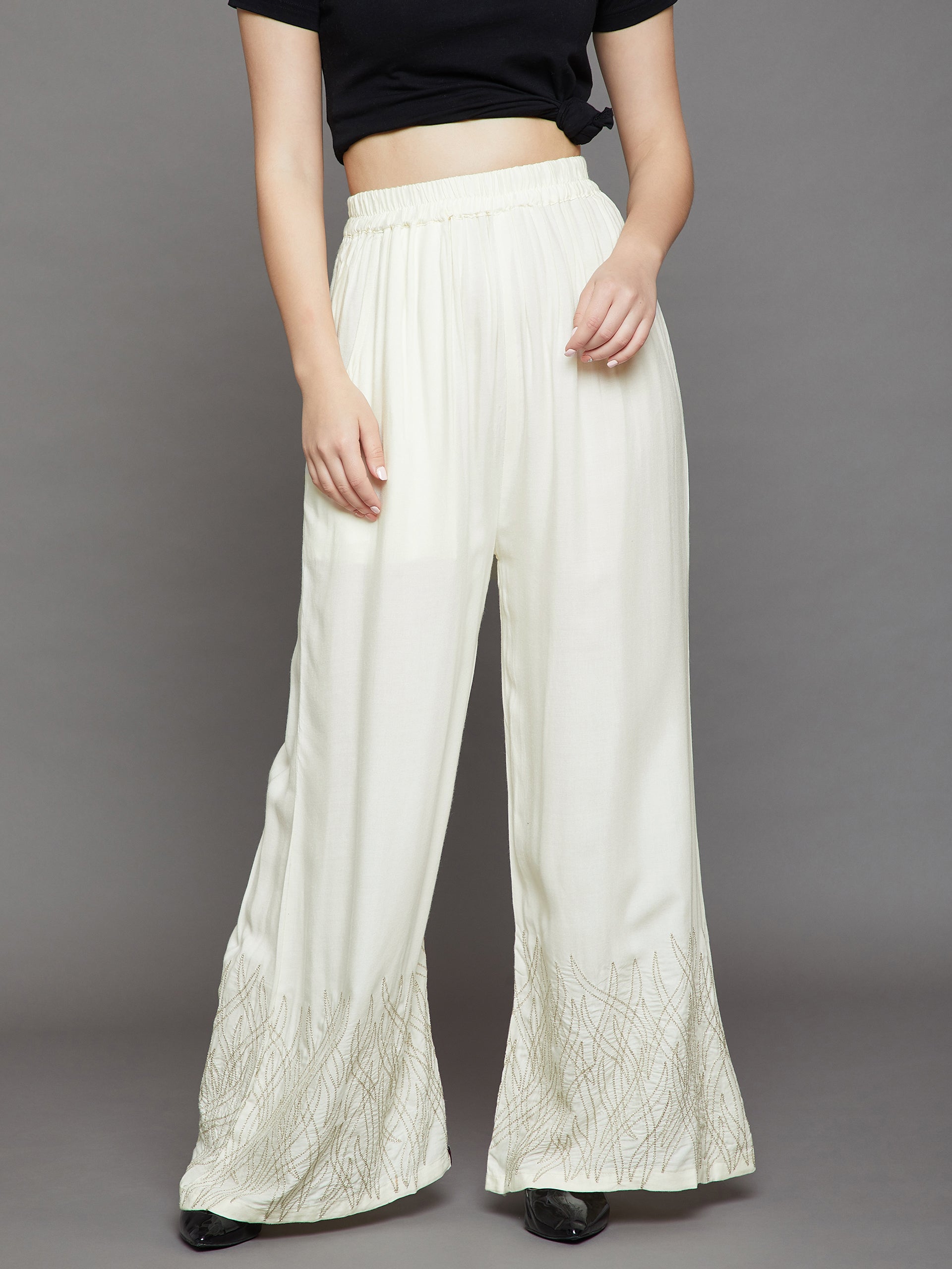 Off White Embroidery Palazzo