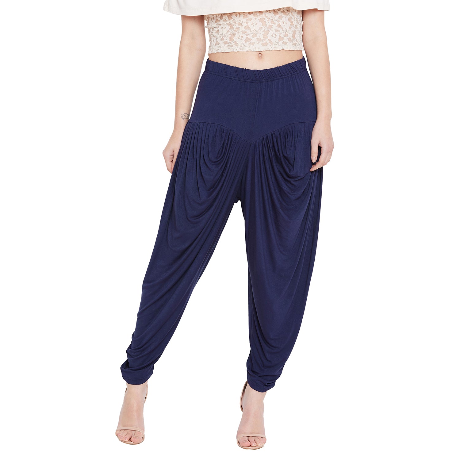 Navy Blue Viscose Plain Dhoti