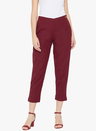 Maroon Cotton Slub Pants