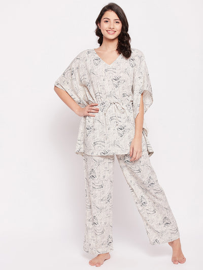 Marble Textured Kaftan Sets LightGrey
