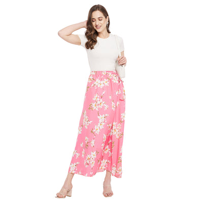 Mangolia White Pink Skirt Free Size Pink
