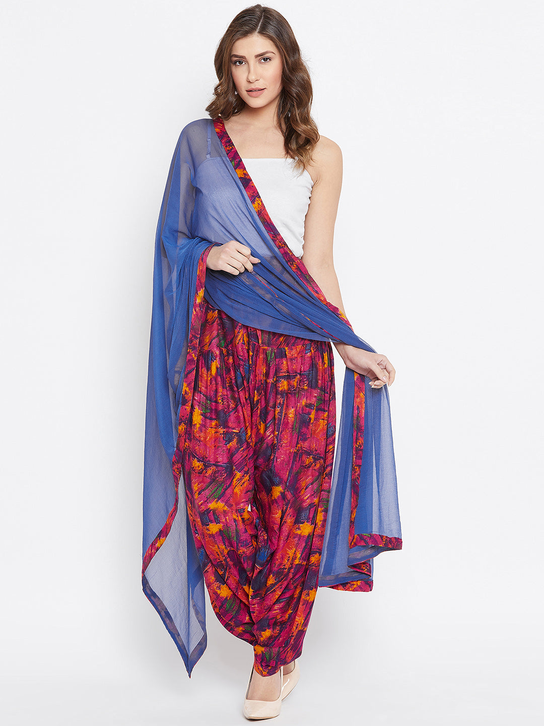 Abstract Print Printed Rayon Patiala with Dupatta