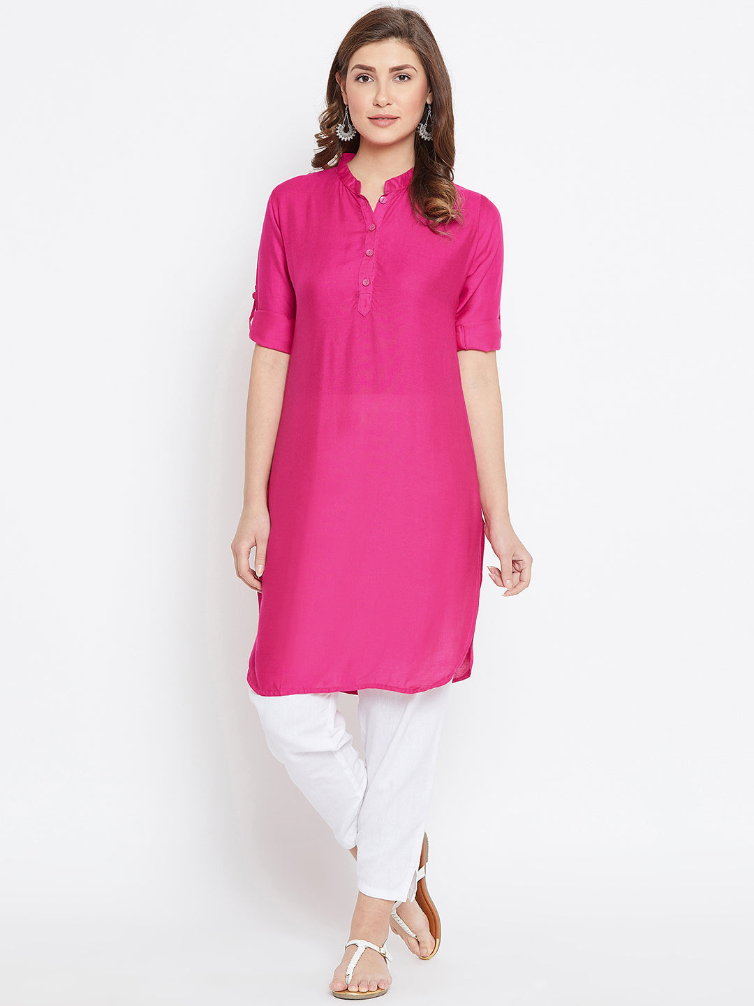 Pink Solid Color Kurti M 36"