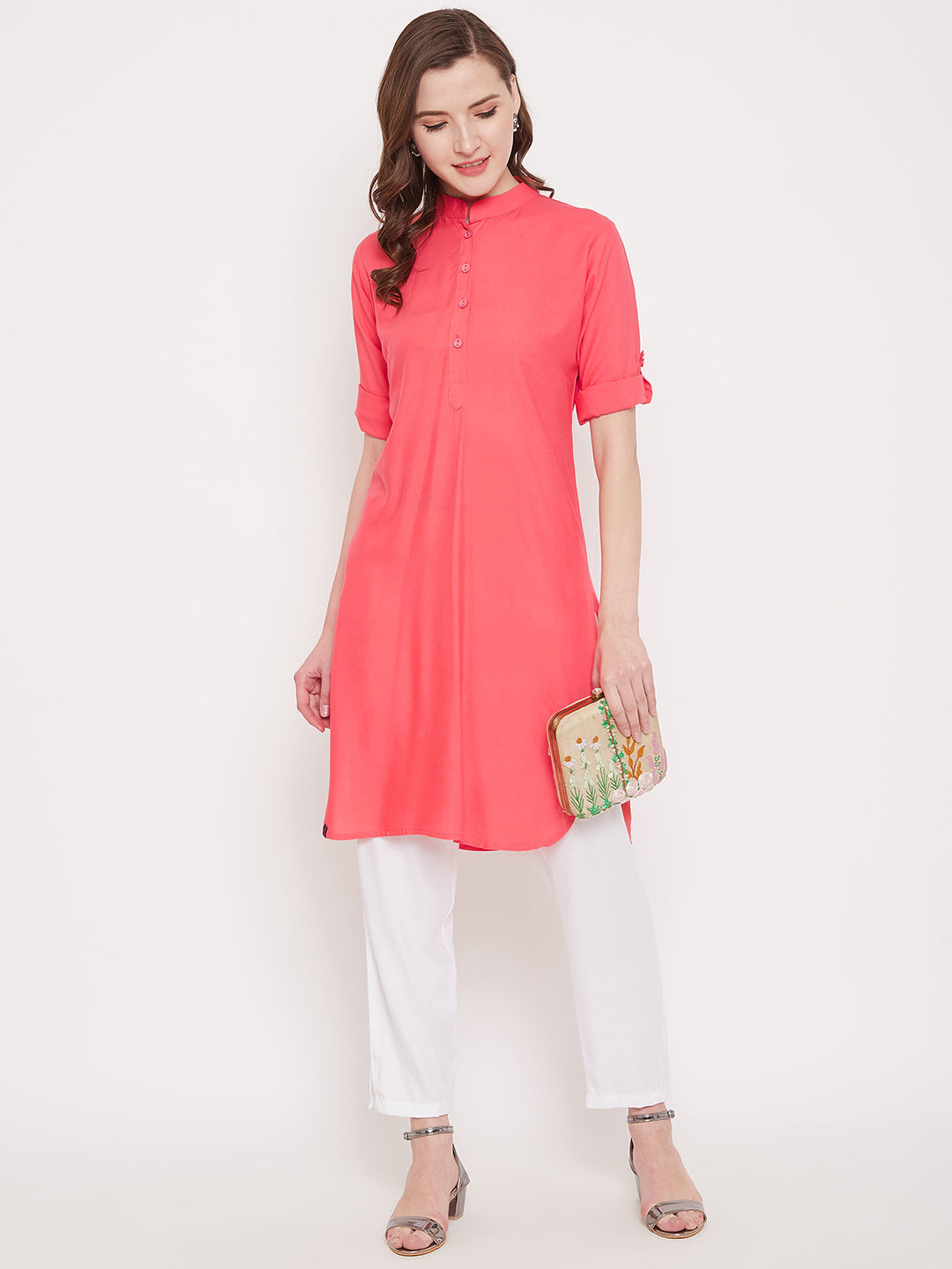 Peach Solid Color Kurti