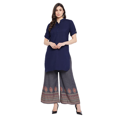 Navy Blue Solid Color Kurti
